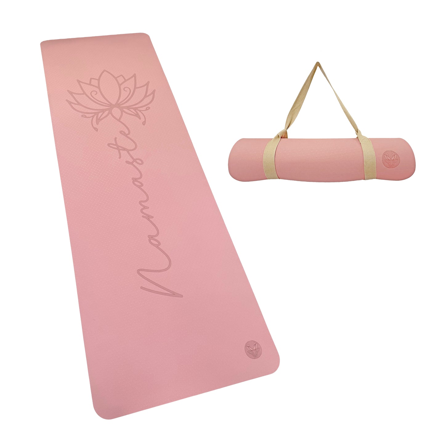 Lotus TPE Non-Slip Namaste Yoga Mat (6mm) Pink - Lotus et Moi