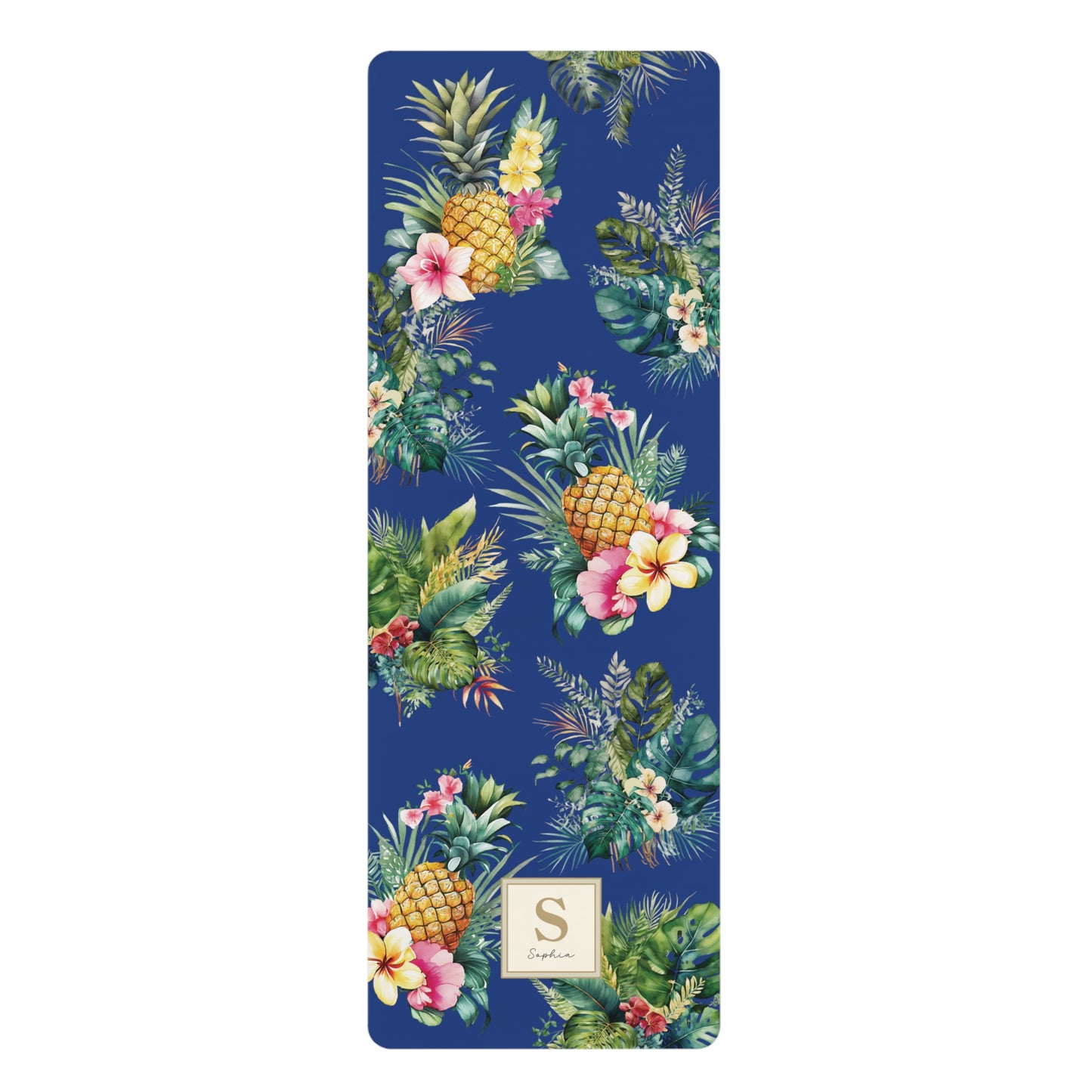 Personalized Yoga Mat | Tropical Pineapple Flower | Non-Slip, Comfort, Extra Stability - Lotus et Moi