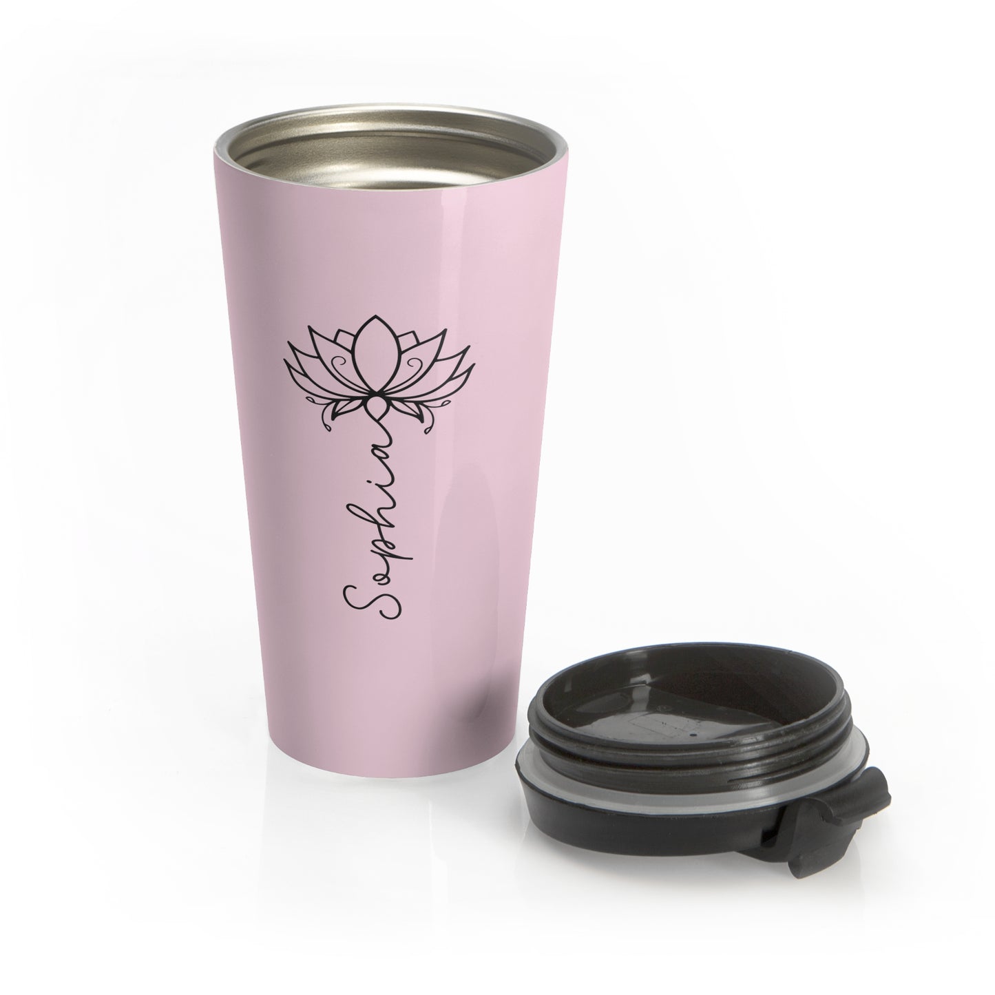 Lotus Personalized Tumbler | Insulated Travel Mug 15oz | Dishwasher Safe, Leak Proof - Lotus et Moi