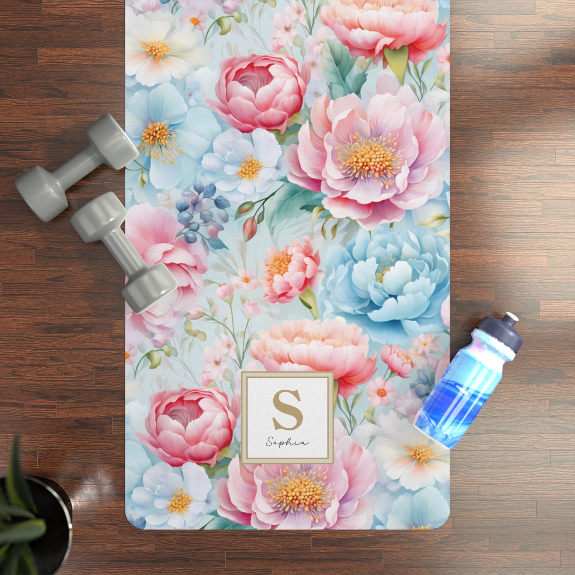 Personalized Yoga Mat | Flower Watercolor | Non-Slip, Comfort, Extra Stability - Lotus et Moi