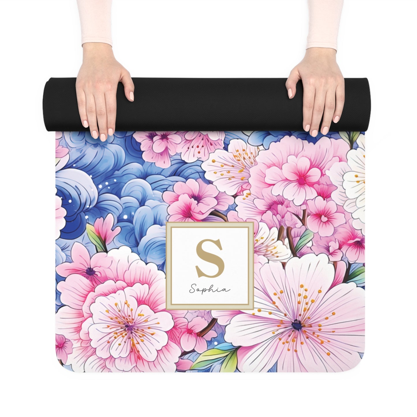 Personalized Yoga Mat | Japanese Sakura Cherry Blossom | Non-Slip, Comfort, Extra Stability - Lotus et Moi