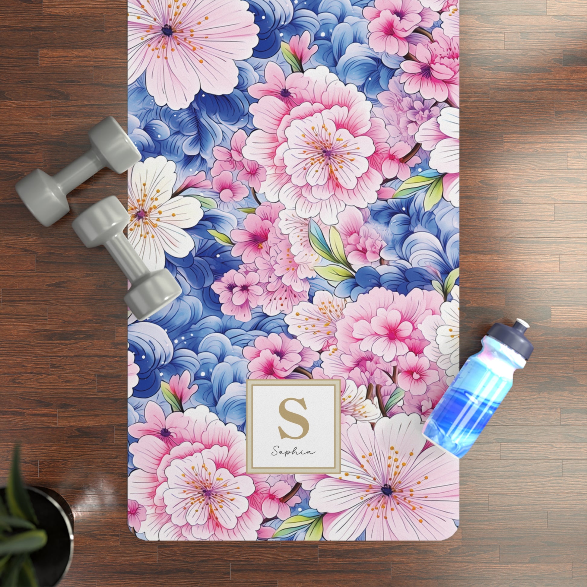 Personalized Yoga Mat | Japanese Sakura Cherry Blossom | Non-Slip, Comfort, Extra Stability - Lotus et Moi