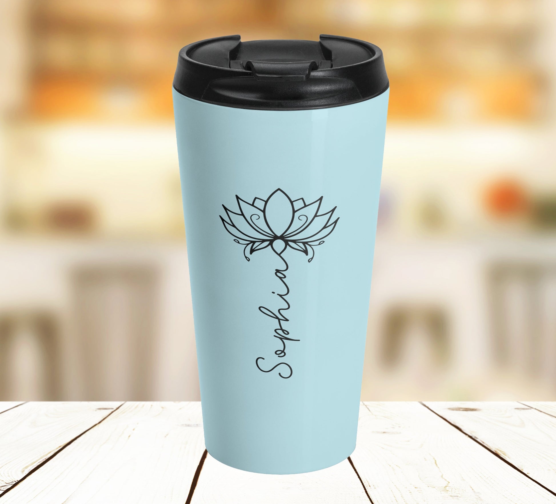 Lotus Personalized Tumbler | Insulated Travel Mug 15oz | Dishwasher Safe, Leak Proof - Lotus et Moi