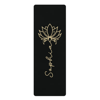 lotus personalized yoga mat black