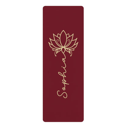 lotus personalized yoga mat dark red