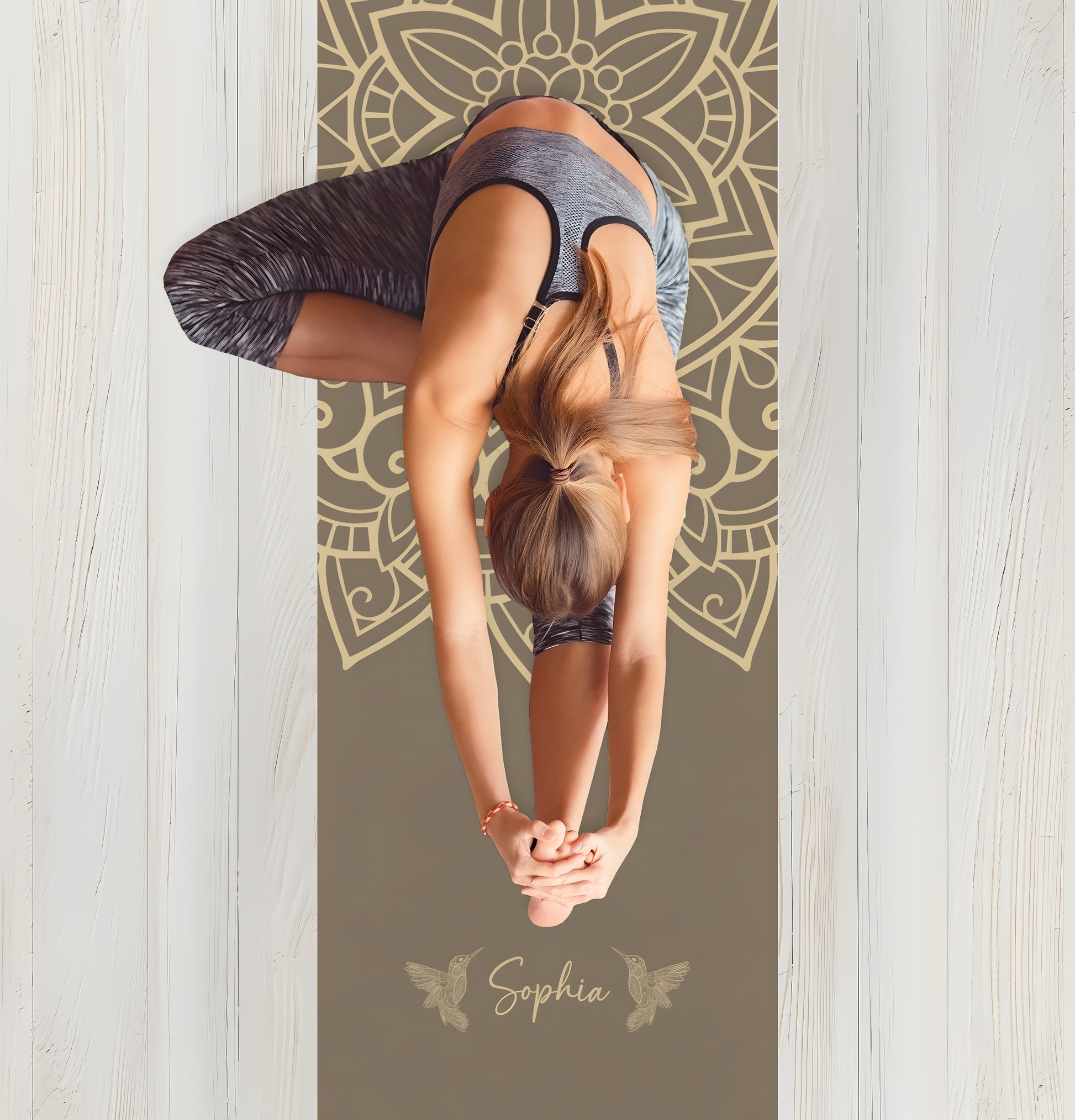 Personalized Yoga Mat | Mandara, Birds | Non-Slip, Comfort, Extra Stability - Lotus et Moi