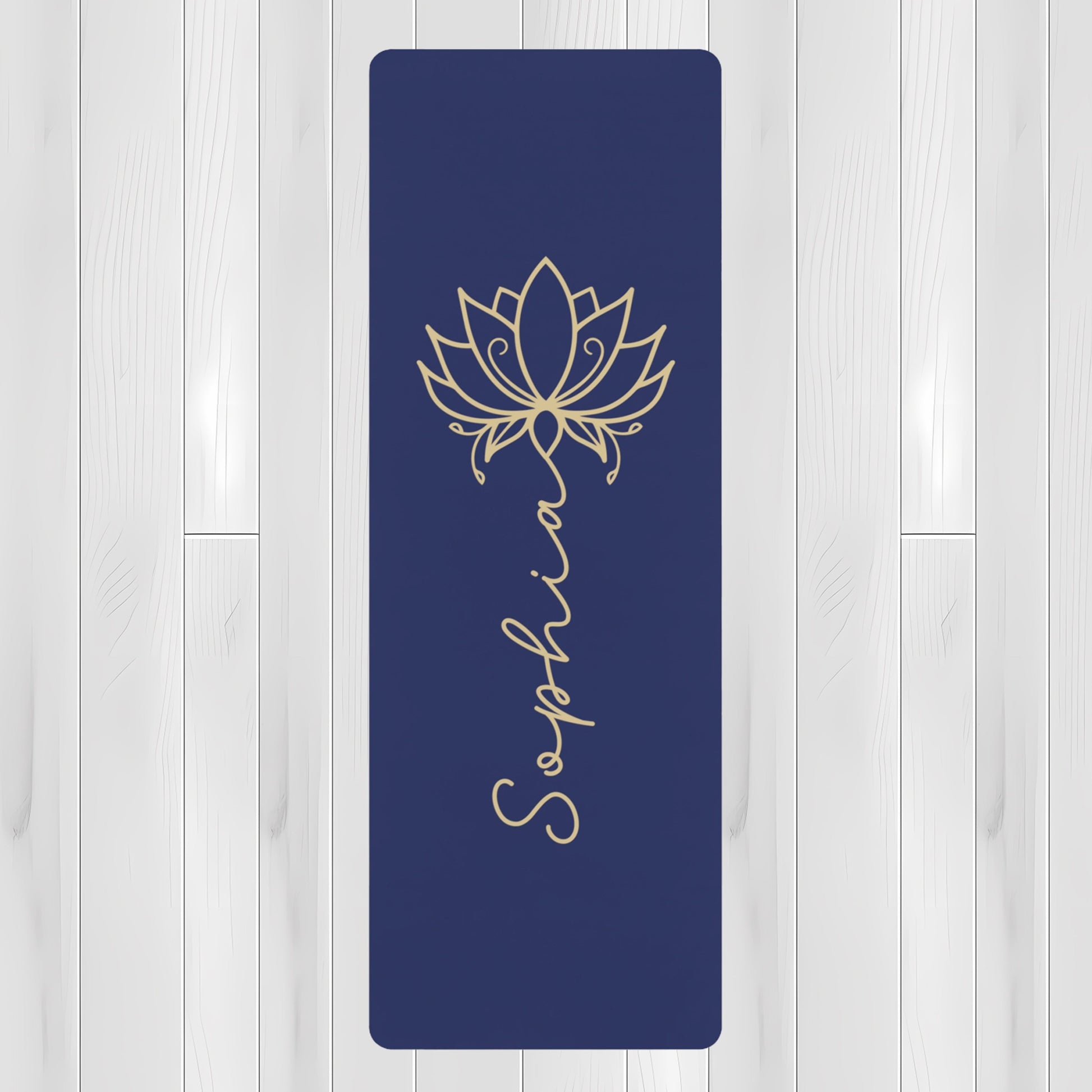 lotus personalized yoga mat navy