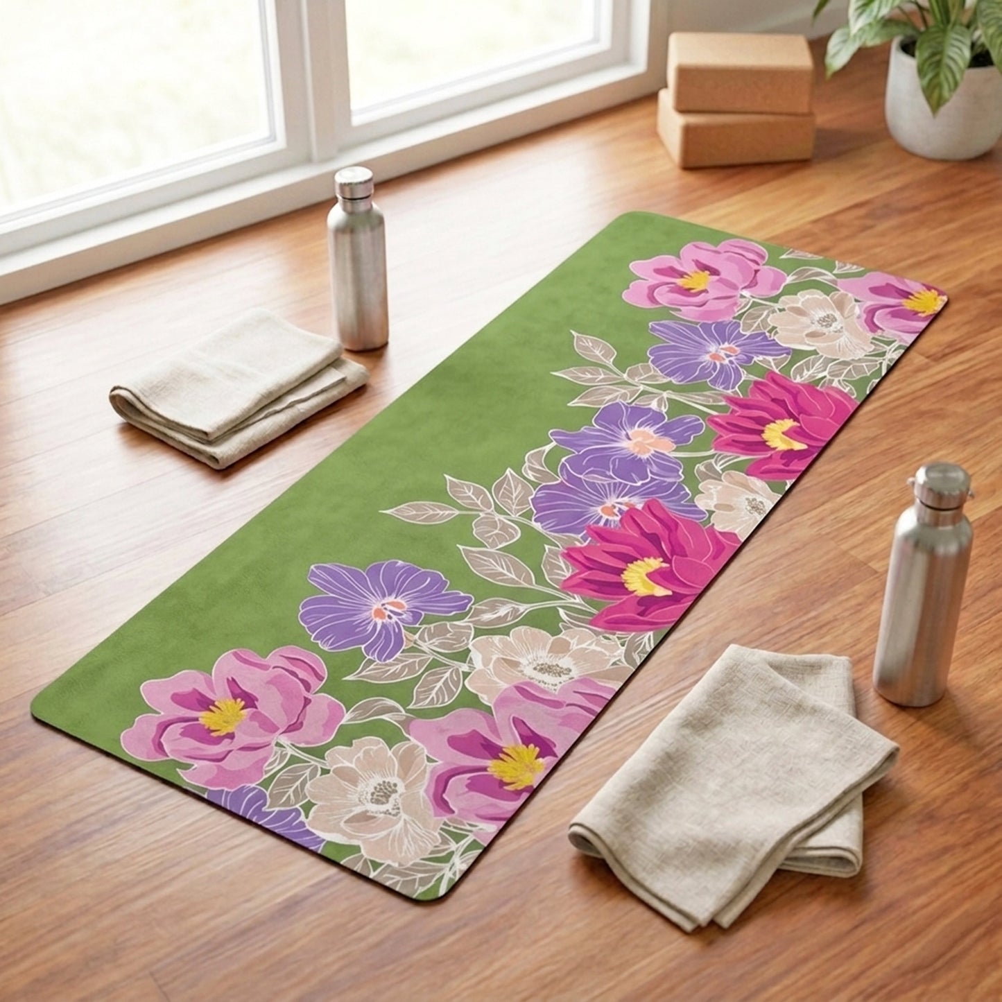 Floral Personalized Premium Suede Yoga Mat - Lotus et Moi