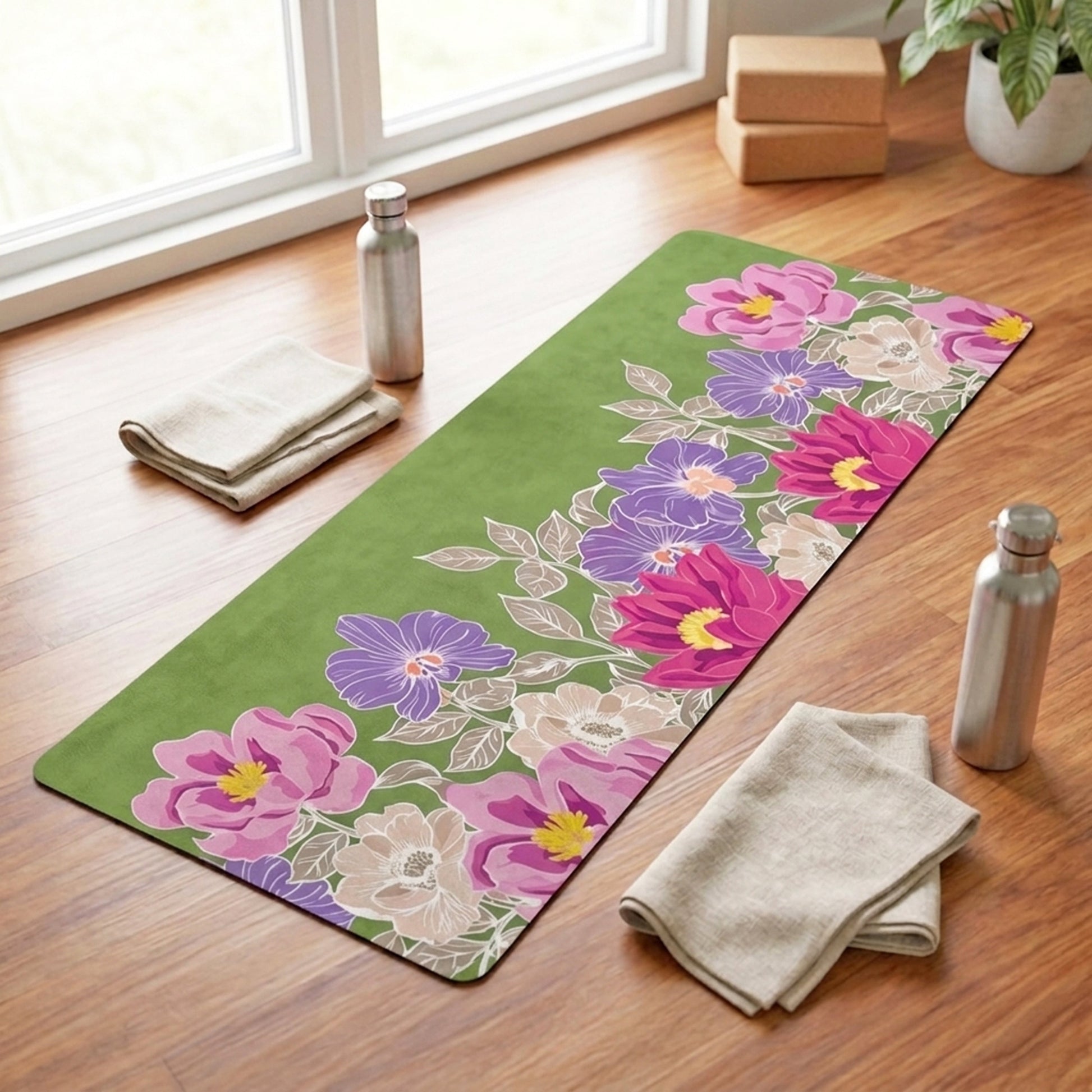 Floral Personalized Premium Suede Yoga Mat - Lotus et Moi