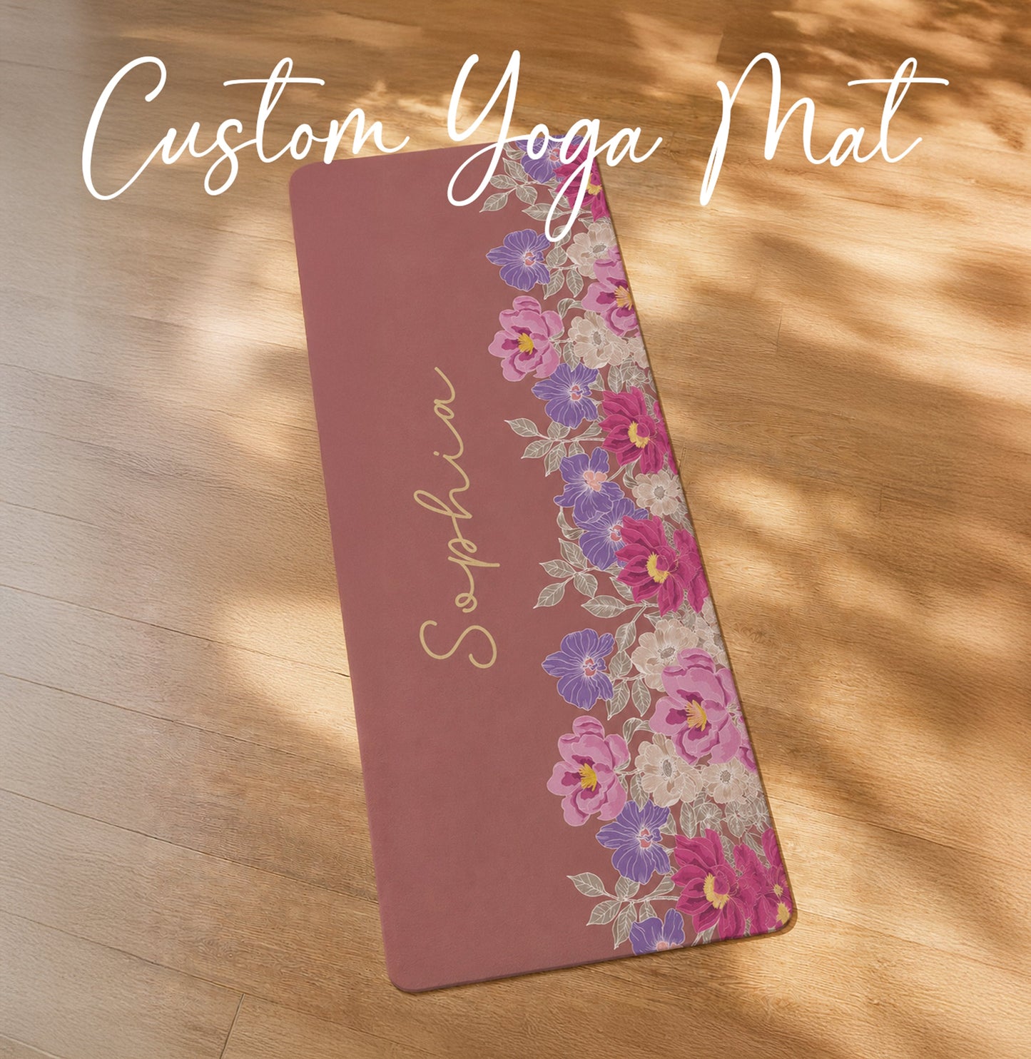Floral Personalized Premium Suede Yoga Mat - Lotus et Moi