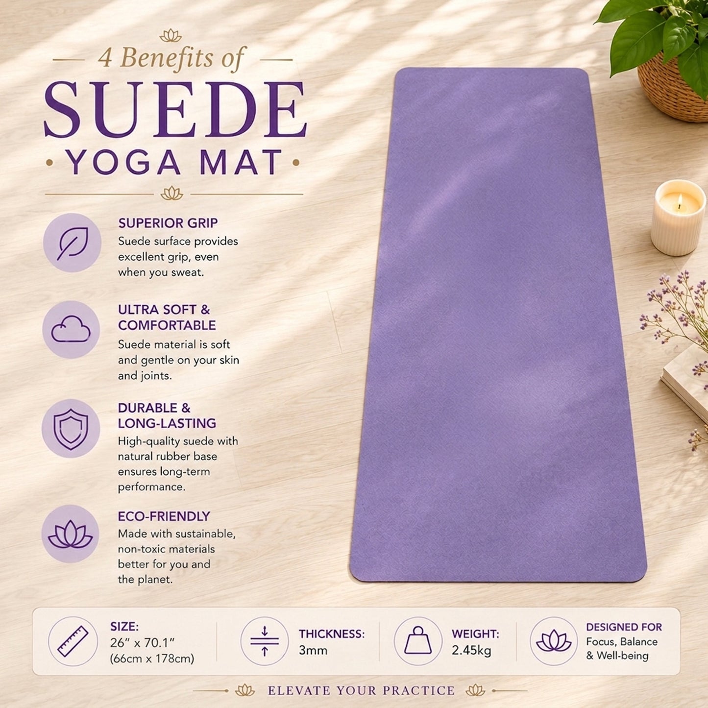 Lotus et Moi Premium Suede Yoga Mat - Lotus et Moi