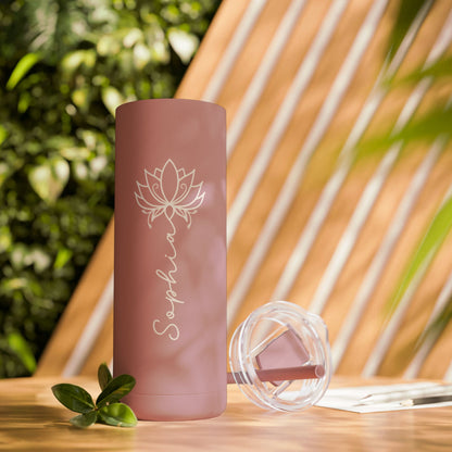 Lotus Personalized Skinny Matte Tumbler with Straw 20oz | BPA Free - Lotus et Moi