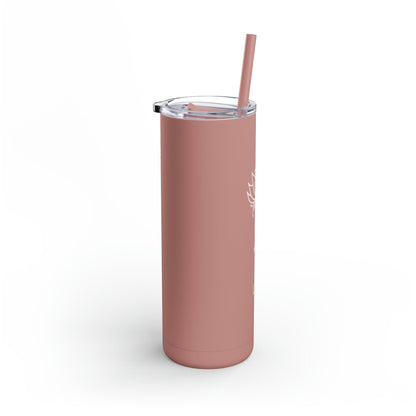 Lotus Personalized Skinny Matte Tumbler with Straw 20oz | BPA Free - Lotus et Moi