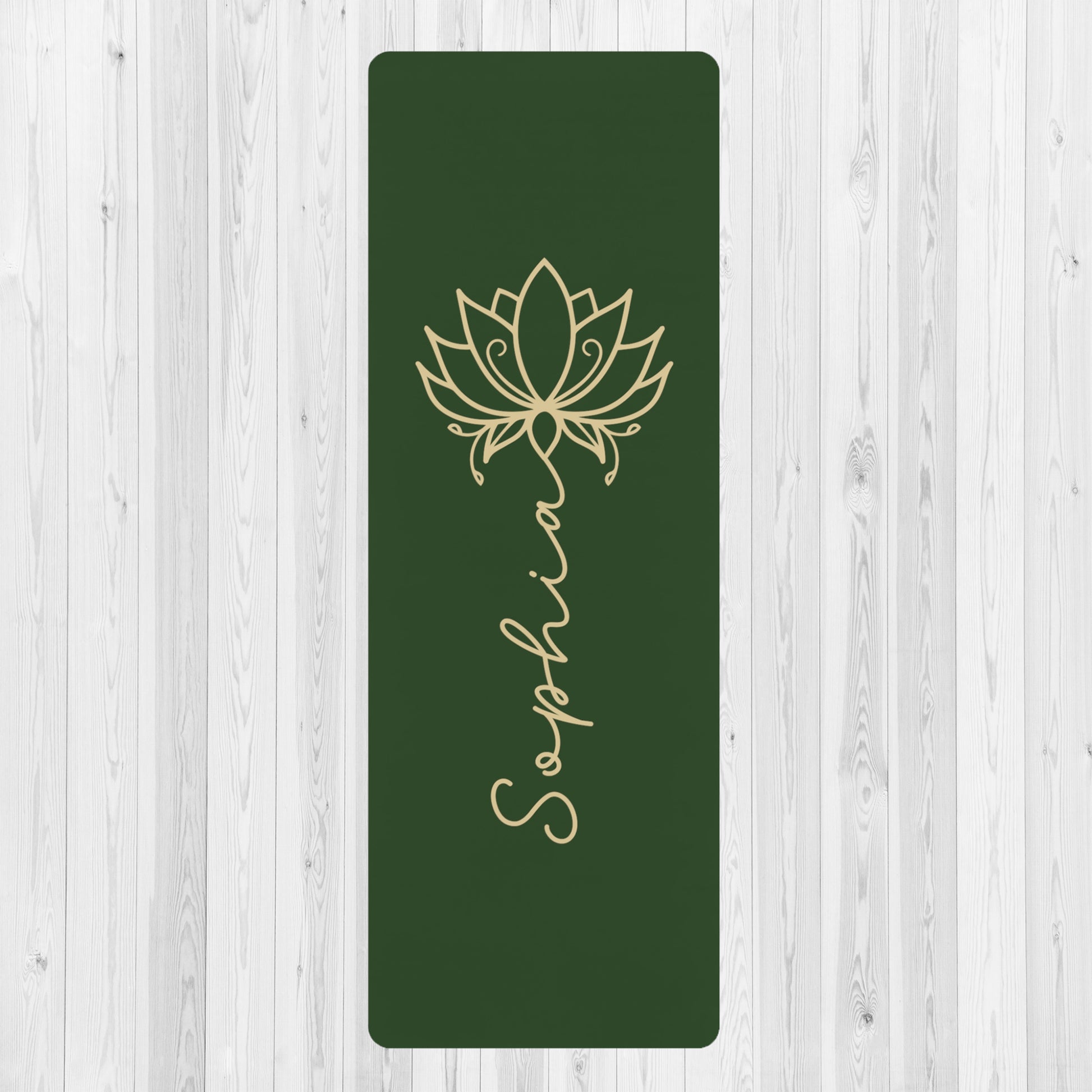 lotus personalized yoga mat dark green